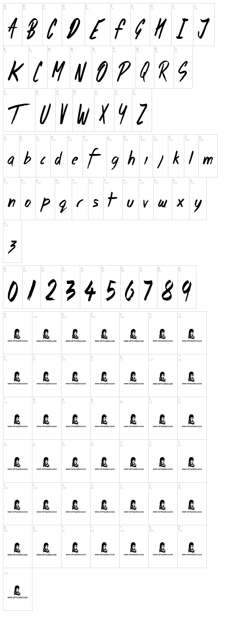 Morning Star font map